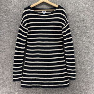 Old Navy Sweater Pullover Women S Small Black Striped Knit Long Sleeve Cotton